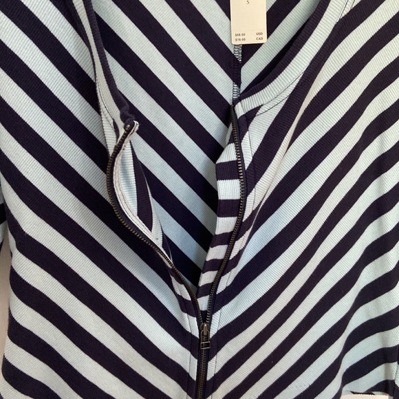 NWT Anthropologie Maeve Front-Zip Scoop-Neck Top Blue Striped Women’s Size Small - Picture 9 of 13